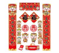 Xinsheinelry Ensemble de couples de printemps 2025 avec chance et prospérités pour la célébration du Nouvel An, décorations traditionnelles et modernes