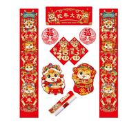 Xinsheinelry Ensemble de couples de printemps 2025 avec chance et prospérités pour la célébration du Nouvel An, décorations traditionnelles et modernes