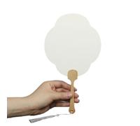 Xinsheinelry Éventail à main en papier de riz avec pompons et poignée en bois pour calligraphie, peinture élégante