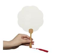 Xinsheinelry Éventail à main en papier de riz avec pompons et poignée en bois pour calligraphie, peinture élégante