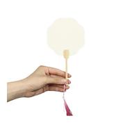 Xinsheinelry Éventail à main en papier de riz avec pompons et poignée en bois pour calligraphie, peinture élégante