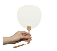 Xinsheinelry Éventail à main en papier de riz avec pompons et poignée en bois pour calligraphie, peinture élégante