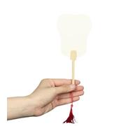 Xinsheinelry Éventail à main en papier de riz avec pompons et poignée en bois pour calligraphie, peinture élégante