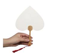 Xinsheinelry Éventail à main en papier de riz avec pompons et poignée en bois pour calligraphie, peinture élégante