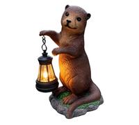Xinsheinelry Figurine d'animal permanente avec panneau solaire et lumière douce, parfaite pour le porche, la promenade et l'arrangement de jardin ou décoration solaire de patio