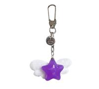 Xinsheinelry Happy Star Porte-clés moulé en gélatine douce Texture Sac de téléphone Ajout permanent Colophane verte Artisanat Transportable Objet décoratif Jolie sangle de téléphone verte, violet