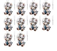 Xinsheinelry Lot de 10 porte-clés avec pendentif en forme de chat réaliste à suspendre pour sac à dos de voiture