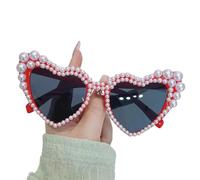 Xinsheinelry Lunettes de soleil en forme de cœur avec fausses perles UV400 pour femme