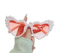 Xinsheinelry Lunettes de soleil en forme de cœur avec fausses perles UV400 pour femme