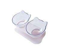 Xinsheinelry Mangeoire surélevée pour chien et chat - Double gamelle inclinée à 15° - Support surélevé avec deux gamelles transparentes pour petits chiens et chats