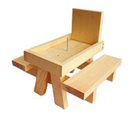 Xinsheinelry Mangeoires en bois pour écureuils extérieurs - Table de pique-nique - Support de maïs - Mangeoire de pique-nique en bois avec plateau - Kit avec parapluie sur clôture