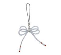 Xinsheinelry Pendentif en perles de verre avec nœud papillon à suspendre - Lanière de téléphone portable - Décoration de sac pour filles et femmes - Porte-clés - Accessoires uniques pour écouteurs