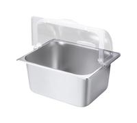 Xinsheinelry Plateau De Présentation Buffet en Acier Inoxydable Qualité Commerciale Couvercle Transparent en Forme Carré Distributeur Condiments Plateau Présentation des Aliments