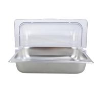 Xinsheinelry Plateau De Présentation Buffet en Acier Inoxydable Qualité Commerciale Couvercle Transparent en Forme Carré Distributeur Condiments Plateau Présentation des Aliments