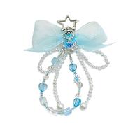Xinsheinelry Porte-clés papillon en organza avec cristaux - Accessoire de portefeuille pour les amateurs de mode, bleu, taille unique