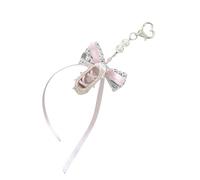 Xinsheinelry Porte-clés tendance en forme de chaussure de ballet avec perles et ruban, accessoire charmant et élégant, portable pour filles en dentelle et perles, C, taille unique
