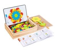 Xinsheinelry Puzzle magnétique 3D Formes géométriques, Planche Tangram, Jeux pour, Livre éducatif en Bois, Jouet éducatif
