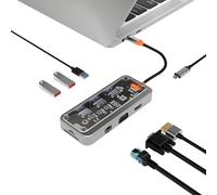 Xinsheinelry Station d'accueil USB C 10 en 1 Adaptateur Multiport Lecteur De Carte Mémoire Station d'accueil VGA Multiple 3.5mm pour Ordinateur Portable Multiport Adapter C Dock
