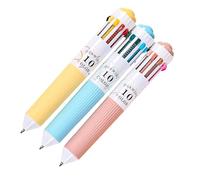 Xinsheinelry Stylo à bille rétractable multicolore 10 couleurs en 1, pointe de 0.8MM pour journal intime, étudiant artiste, prise de notes, écriture fluide, 3/6 pièces