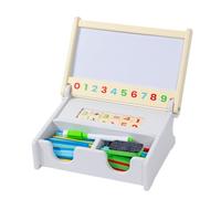 Xinsheinelry Tableau d ' Apprentissage interactif avec Chiffres Amovibles, Surfaces de Dessin Artistique et Compartiment de Rangement organisé, chevalet d ' Apprentissage Portable pour de 3 Ans et
