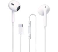 XINSHIKEJI Écouteurs USB C pour iPhone 16 Pro Max 15 Plus Pad Pro Écouteurs intra-auriculaires avec câble de type C, microphone, contrôle du volume pour Galaxy S23 S22 S21 S20 A53 A54 A34 Google Pixel