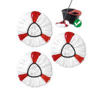 XINSHIKEJI Lot de 3 têtes de balai à franges compatibles avec Vileda Turbo Mop 2 en 1 en microfibre (rouge)