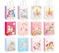 Xinstroe Lot de 12 sacs en papier pour enfants - Motif licorne - Pour emballer des cadeaux, des cadeaux d'anniversaire, des mariages, des fêtes