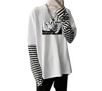 XINTAYEL Tokyo Ghoul Takizawa Seido Harajuku Anime Hommes T-Shirt Mode à Manches Longues col Rond surdimensionné Faux Deux pièces T-Shirts Hauts