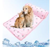 Xintianwang Freshpet Tapis Rafraîchissant pour Chien Et Chat, Fresh Pet Tapis De Bien-être pour Chien Et Chat, Coussin Frais avec Oreiller Intégré, Réduit Température 2 à 4°c (Rose, 60 * 40CM)