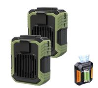 Xintianwang Heatguard Fan, Heatguard Tower Fan Portable, Portable Waist with Light Rechargeable, 3 Speeds, Portable Waist for Camping, Outdoors, Farming (2Pcs Green)