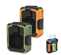 Xintianwang Heatguard Fan, Heatguard Tower Fan Portable, Portable Waist with Light Rechargeable, 3 Speeds, Portable Waist for Camping, Outdoors, Farming (Green+Orange)