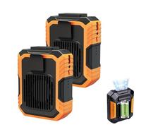 Xintianwang Heatguard Fan, Heatguard Tower Fan Portable, Portable Waist with Light Rechargeable, 3 Speeds, Portable Waist for Camping, Outdoors, Farming (2Pcs Orange)