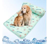 Xintianwang Tapis Rafraîchissant pour Chien Et Chat, Tapis De Bien-être pour Chien Et Chat, Coussin Frais avec Oreiller Intégré, Réduit Température 2 à 4°c (Vert, 60 * 40CM)