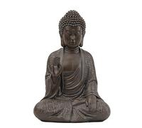 Xintim Statue de Bouddha Décoration Intérieure Zen - Petite Figurine Bouddha Assis Aspect Antique Marron - Idéale pour Yoga, Méditation, Salon et Bureau - Sculpture Spirituelle 17,8cm