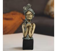 Xintim Statue de Femme Moderne - Sculpture Buste Élégante Effet Bronze avec Socle, Objet de Décoration Abstraite pour Salon, Bureau ou Étagère, Idée Cadeau Anniversaire Femme