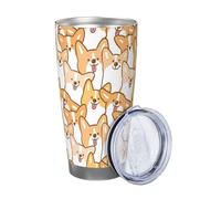 Xinvast Gobelet à café en forme de chien mignon Corgi - Bouteille d'eau isotherme en acier inoxydable - Tasse de voyage pour femme et amie - 591 ml