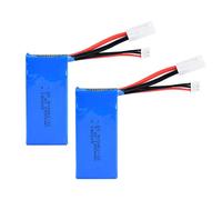 Xinwoer Batteries 7.4V 1500mAh Lipo, 2PCS 7.4V 1500mAh 25C 2s avec Petite Batterie au Lithium Plug Tamiya pour Les Batteries du modèle FT009 RC