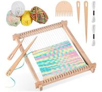 Xinxinphi Métier Tisser Enfant avec Laine Colorée et Navette Peigne Kit, Set Cadre Tissage Bois DIY 40 x 30 cm, Cadre Tricoter Manuels Multi-Travaux, Metier Tisser pour Adultes Fille et Débutants