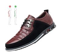 xinxinstar Chaussures Orthopédiques en Cuir, Chaussures Habillées Orthopédiques pour Hommes Chaussures Oxford Derby d'affaires Chaussures Plates De Marche en Cuir Décontractées (44,Rouge)