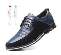 xinxinstar Chaussures Orthopédiques en Cuir, Chaussures Habillées Orthopédiques pour Hommes Chaussures Oxford Derby d'affaires Chaussures Plates De Marche en Cuir Décontractées (45,Bleu)