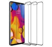 XINXUSONG Lot de 3 films de protection d'écran pour LG V40 ThinQ, anti-rayures dureté 9H, couverture complète en verre trempé noir