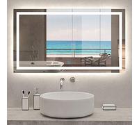 Xinyang Miroir de Salle de Bain Miroir de courtoisie avec éclairage LED et antibuée 120x70cm réversible IP44 Commande par effleurement
