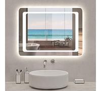 Xinyang Miroir pour Salle de Bain, Illumination LED Double Touche Tactile, éclairage intégré, avec Anti-buée, lumière Blanche Froide Horizontal/Vertical 80cmx60cm
