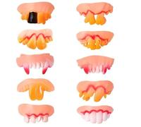 XinYangMao 10 Pièces de Fausses Dents de Vampire - Dentier Effrayant et Amusant pour Costume d'halloween - Accessoire Déguisement pour Adultes et Enfants - Jeu de Rôle