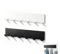 XinYangMao Lot de 2 Porte-Clés Muraux Autocollants - 6 Crochets Métal Sans Percage, pour Clés et Ustensiles - Noir/Blanc pour Entrée, Cuisine et Bureau
