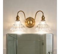 XINYASEE Applique d'intérieur avec abat-jour en verre vintage G9 Applique de salle de bain avec double et triple têtes pour salon chambre à coucher cuisine vanity (noir, or) (Or-2)