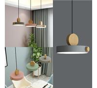 XINYASEE Lampe à suspension en métal rond simple et moderne nordique, Suspension Luminaire Rond Moderne,plafonnier finition bois, pour salon de chambre à coucher de cuisine (Gris)
