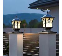 XINYASEE Lampe de Pilier E27 en Métal Aluminium, Colonne Vintage Extérieure pour Villa de Parc, Lumières pour Chemin Terrasse Jardin Cour Paysage (Hauteur 38 cm)