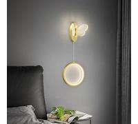 XINYASEE Lampe murale de chambre à coucher lampes papillon créatives, (trois couleurs changeant de lumière) lampes murales de fond de canapé de salon (Or, A)