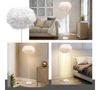 XINYASEE LED Lampadaire sur Pied Salon/Chambre Moderne Lampes de chambre, Ampoule E27 Lampe avec Angle Réglable Abat-jour en plume & Interrupteur au Pied (Blanc)
